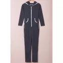 Trendy Hooded Zippered Long Sleeve Bodycon Jumpsuit For Women - Gray