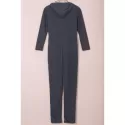 Trendy Hooded Zippered Long Sleeve Bodycon Jumpsuit For Women - Gray