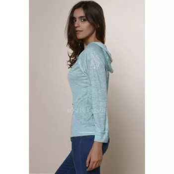 Trendy Long Sleeve Hooded Pocket Design Women's Hoodie - int Green