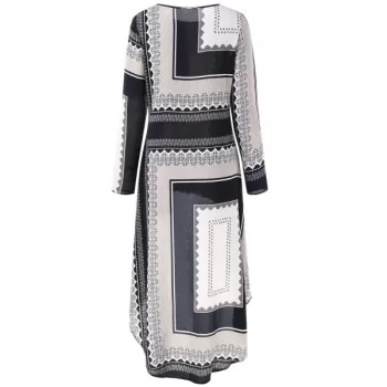 Tribal Print High Low Long Sleeve Dress -