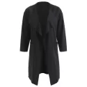 Turn Down Collar Front Pockets Coat - Black
