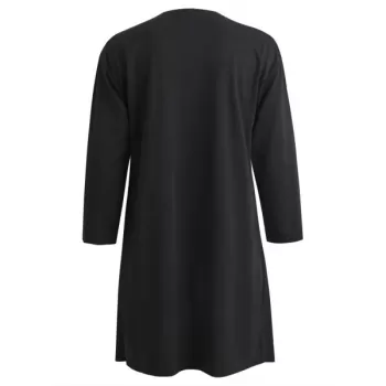 Turn Down Collar Front Pockets Coat - Black