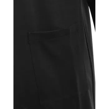 Turn Down Collar Front Pockets Coat - Black