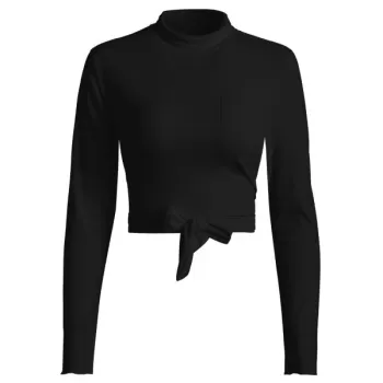 Turtleneck Backless Cropped Knitwear - Black