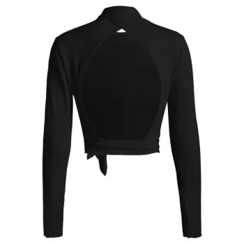 Turtleneck Backless Cropped Knitwear - Black
