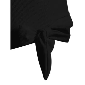 Turtleneck Backless Cropped Knitwear - Black