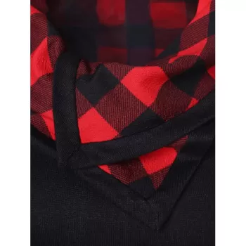 Turtleneck Tartan Asymmetrical Sweatshirt - Black