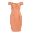Twist Front Off The Shoulder Dress - Orange