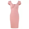 Twisted Chest Summer Plain Dress - Pink