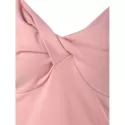 Twisted Chest Summer Plain Dress - Pink