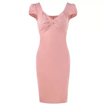 Twisted Chest Summer Plain Dress - Pink