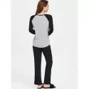 Two Tone Long Sleeves Pocket Sleepwear Set - Light Gray