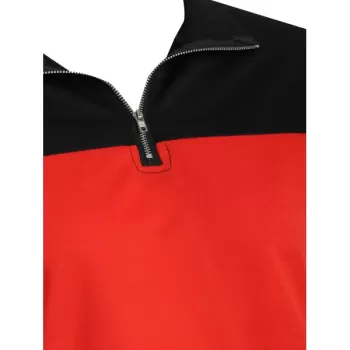 Two Tone Short Sweatshirt with Half Zipper -