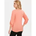 Two Tones Faux Two Piece Surplice Top - Orange Pink