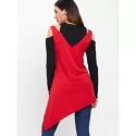 Two Tones Long leeve Cutout T-shirt - Red