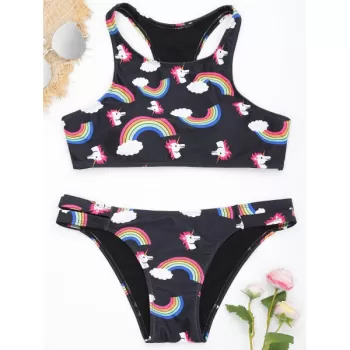 Unicorn Rainbow Racerback Bikini Swimwear -