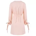 V Neck Asymmetrical Surplice Dress - Light Pink