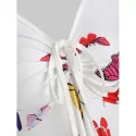 V Neck Butterfly Print Asymmetrical T Shirt - ulti-a