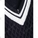 V-Neck Cable-Knit Striped Knitwear - Cadetblue One