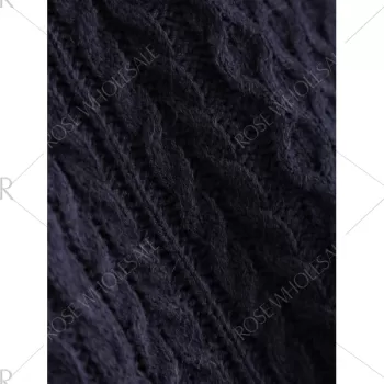 V-Neck Cable-Knit Striped Knitwear - Cadetblue One