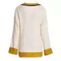 V Neck Drop Shoulder Cricket Sweater - Beige One