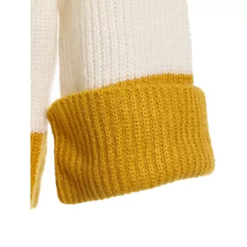 V Neck Drop Shoulder Cricket Sweater - Beige One