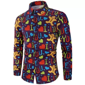 Valentine's Day etters Heart Print Casual Shirt -