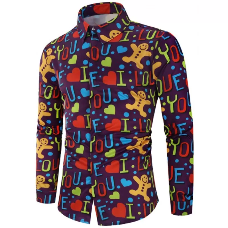 Valentine's Day etters Heart Print Casual Shirt -