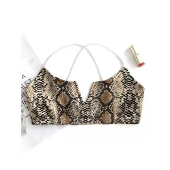 Valentine erpentine Print Bralette Outfits - andy Beige