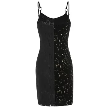 Velvet tar Lace Panel Cami Dress - Black
