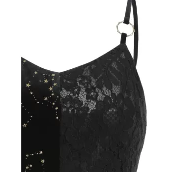 Velvet tar Lace Panel Cami Dress - Black