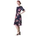 Vintage Backless Floral  Dress - Deep Blue