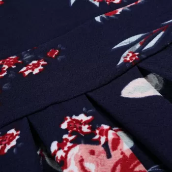 Vintage Backless Floral  Dress - Deep Blue