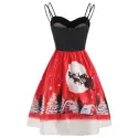 Vintage Christmas Printed Cami Dress - Ruby Red