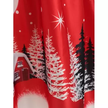 Vintage Christmas Printed Cami Dress - Ruby Red