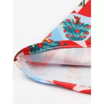 Vintage Christmas Printed Fit and Flare Dress - Lava Red