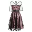 Vintage Mesh Insert Polka Dot wing Dress - Black