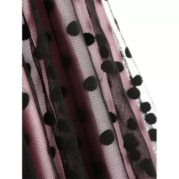 Vintage Mesh Insert Polka Dot wing Dress - Black