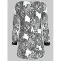 Vintage Style Scoop Neck Printing Long Sleeve Women's Dress - Gray