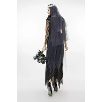 Women\'s Zombie Ghost Bride Fancy Dress Halloween Costume - Black And Grey