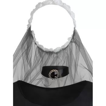 Women\'s Zombie Ghost Bride Fancy Dress Halloween Costume - Black And Grey