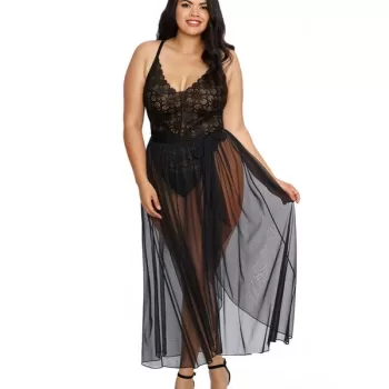 Women Sexy Halter Two Piece Of Babydoll Lingeries - Black