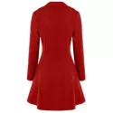 Women Stylish ong Sleeve Button Irregular Coat - Red
