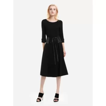 ZAN.STYLE Below the Knee Long Sleeve Dress - Black