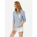 ZAN.STYLE Blouse Shirt - Blue Stripe