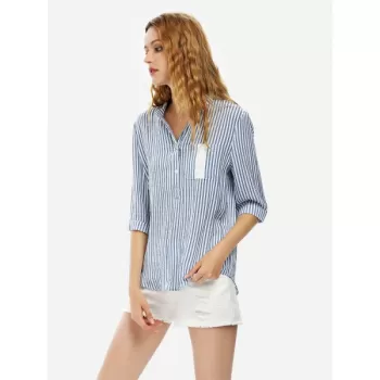 ZAN.STYLE Blouse Shirt - Blue Stripe