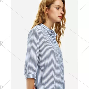 ZAN.STYLE Blouse Shirt - Blue Stripe