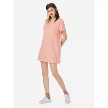 ZAN.STYE Crew Neck Shirt Dress - Pink
