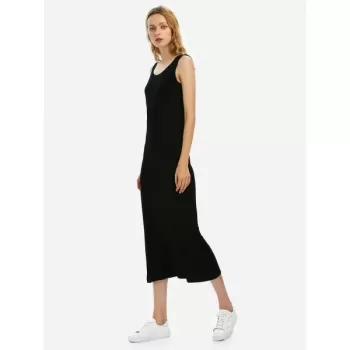 ZAN.STYE Crew Neck Sleeveless Dress - Black