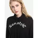 ZAN.STYLE Drawstring Cropped Hoodies - Black
